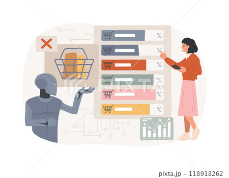 AI-Reduced Cart Abandonment Rates abstract concept vector illustration. 118918262