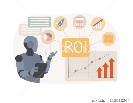 ROI and Attribution Analysis with AI abstract concept vector illustration. 118918264