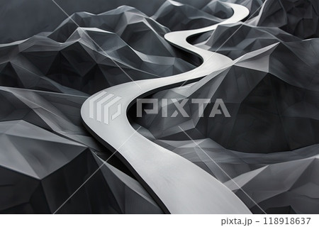 Journey of Triumph: Cycling Race Route Through Geometric Landscape 118918637