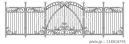 Decorative classic fence forgery. Iron park gates 118918745