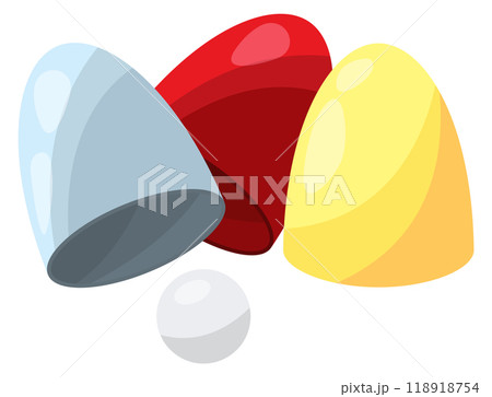 Thimblerig symbol. Shell and ball game cartoon icon 118918754