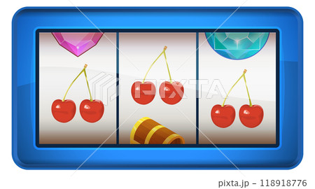 Jackpot cartoon icon. Slot machine with three cherries 118918776