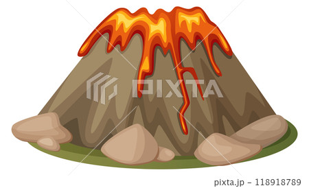 Fire crater cartoon icon. Mountain eruption with hot lava Fire crater cartoon icon. Mountain eruption with hot lava 118918789