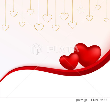 two red hearts valentines day love card with text space 118919457