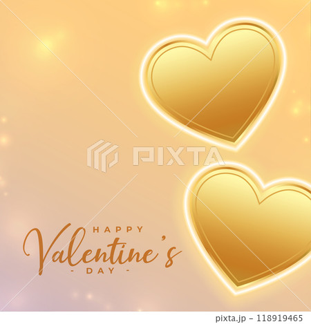 valentine's day shiny background with two golden hearts 118919465