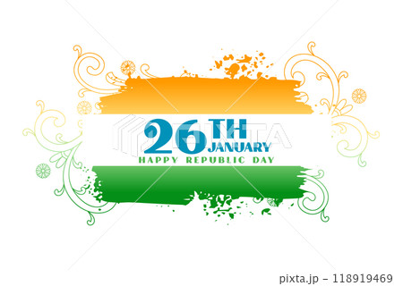 26th january republic day floral background with indian flag 118919469