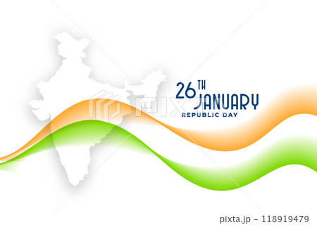 indian map with wavy flag for republic day celebration indian map with wavy flag for republic day celebration 118919479