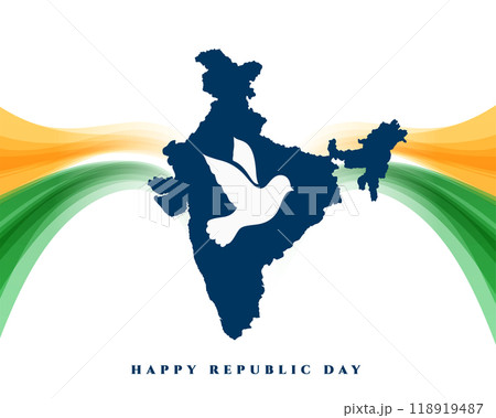 indian republic day card with map and paper cut peace bird 118919487