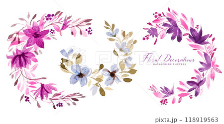 watercolor floral flower borders bouquet collection 118919563