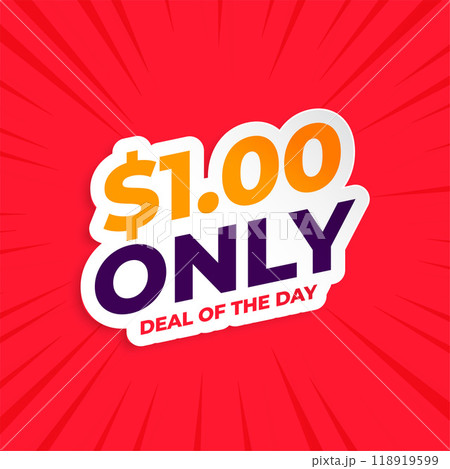 dollar one only deal of the day sale banner dollar one only deal of the day sale banner 118919599