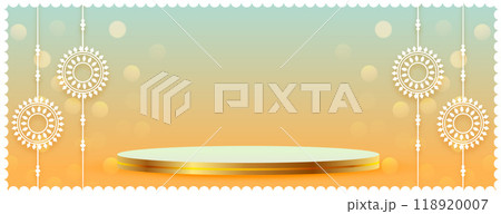 indian festival raksha bandhan greeting banner with 3d podium 118920007