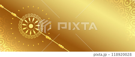 traditional raksha bandhan festival template in golden background 118920028