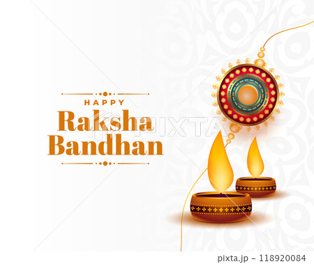 ethnic style raksha bandhan background with diya and rakhi design 118920084