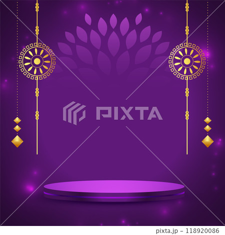 indian festival raksha bandhan purple background with 3d podium 118920086