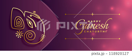 stylish indian festival ganesh chaturthi greeting wishes card banner 118920127