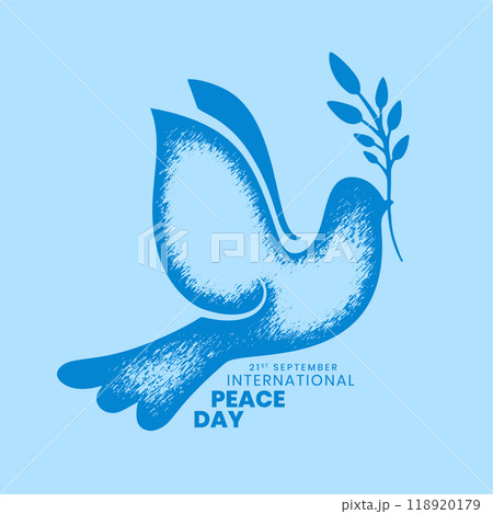International peace day social post card with bird vector illustration 118920179