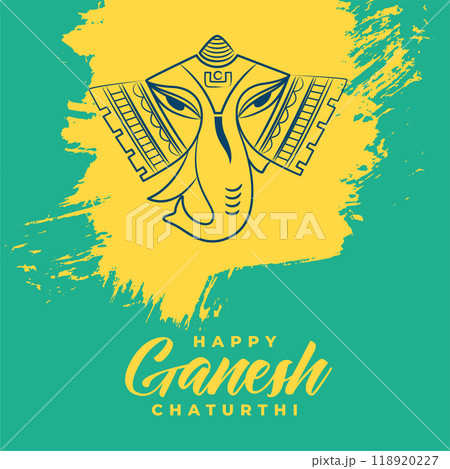 happy ganesh chaturthi celebration banner in paint brush style 118920227