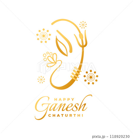 happy ganesh chaturthi celebration banner with golden ganesha design 118920230