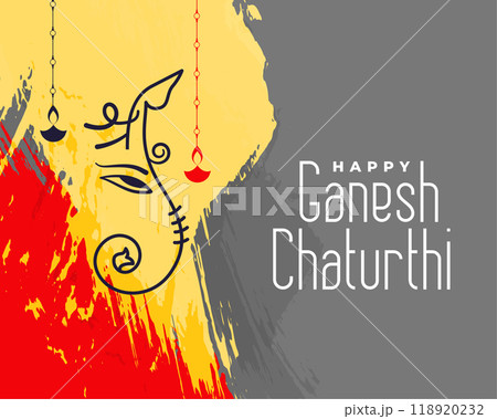 hindu festival ganesh chaturthi banner in paint brush style hindu festival ganesh chaturthi banner in paint brush style 118920232