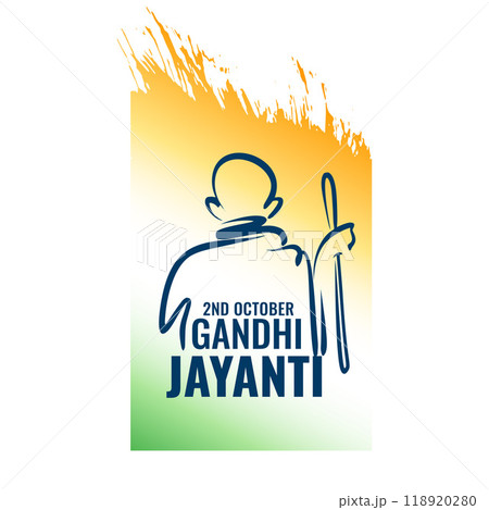 abstract gandhi jayanti banner in indian flag color vector illustration 118920280