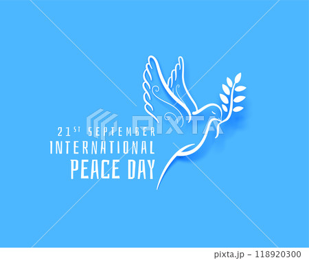 happy 21th september template with dove and olive branch design vector illustration 118920300