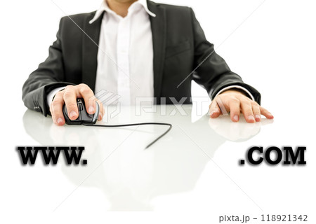 Businessman accessing a web address 118921342