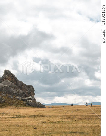 Traveling through the peruvian andes. Motorized in rock park in Huallay, Pasco, Peru Traveling through the peruvian andes. Motorized in rock park in Huallay, Pasco, Peru 118921558