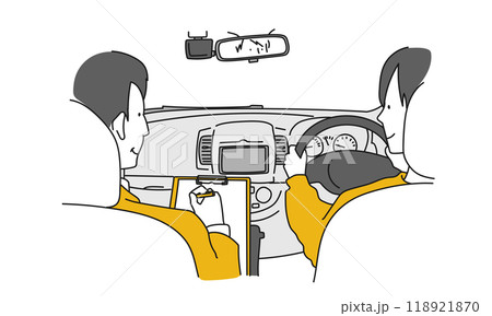 車の運転の教習を受ける人物のシンプルイラスト 118921870