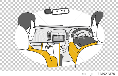 車の運転の教習を受ける人物のシンプルイラスト 118921870