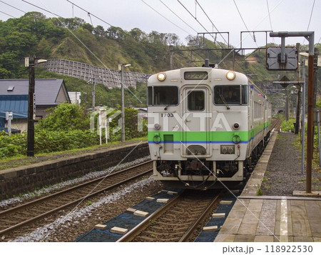 【運転手ぼかし有】jr富浦駅に停車中のキハ40型 118922530