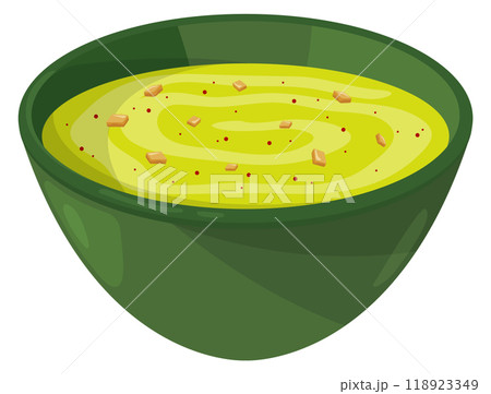 Dal soup bowl cartoon icon. Indian traditional dish Dal soup bowl cartoon icon. Indian traditional dish 118923349