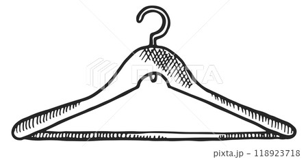 Clothing hanger wooden sketch. Vintage coat rack Clothing hanger wooden sketch. Vintage coat rack 118923718