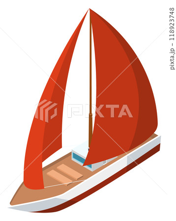 Sail boat isometric icon. Regatta yacht symbol 118923748