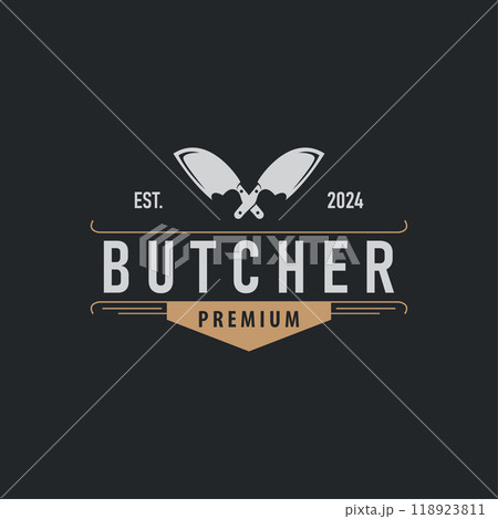 butcher logo design with simple vintage retro knife concept for company brand 118923811