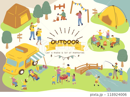 アウトドアを楽しむ人達 118924006