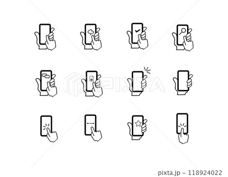 スマートフォン操作ジェスチャーアイコンセット 118924022