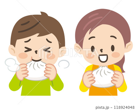 肉まんを食べる子供のイラスト 118924048