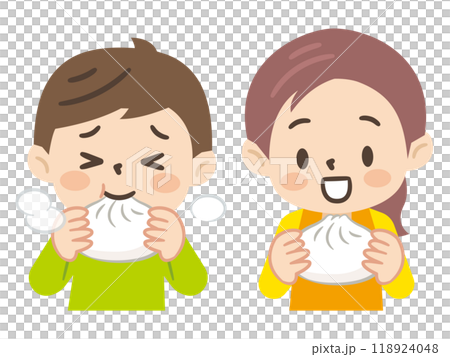 肉まんを食べる子供のイラスト 118924048