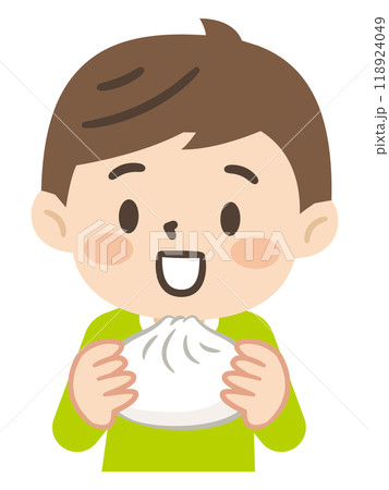 肉まんを食べる男の子のイラスト 118924049