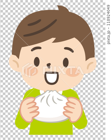 肉まんを食べる男の子のイラスト 118924049