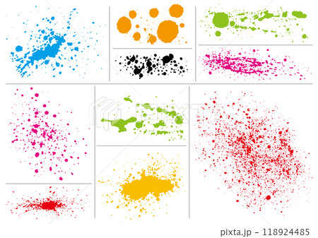 カラフルな様々な飛沫の10点セット カラフルな様々な飛沫の10点セット 118924485