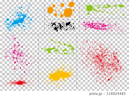 カラフルな様々な飛沫の10点セット カラフルな様々な飛沫の10点セット 118924485