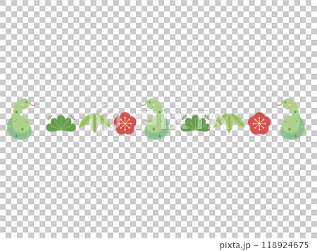 蛇年可用的松、竹、梅、蛇組合插畫 蛇年可用的松、竹、梅、蛇組合插畫 118924675