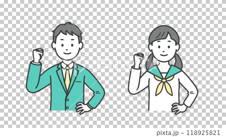 男女學生打拳頭上半身圖解 男女學生打拳頭上半身圖解 118925821