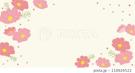 コスモスのイラストの長方形フレーム素材 118926522