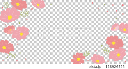 Rectangular frame material with illustrations of cosmos 118926523