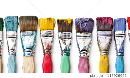 Colorful Education Back to School Background with Paintbrushes and Vibrant Colors for Creative Learning and Artistic Inspiration 118926961