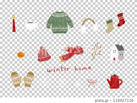 Cute winter items - hand-drawn style 118927116