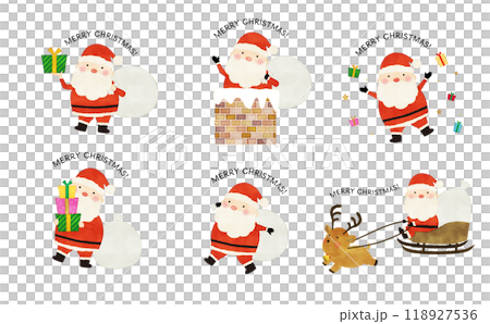 Santa Claus watercolor style illustration pose set 118927536