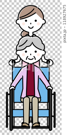 車椅子に乗る高齢者　介護スタッフ 118927675